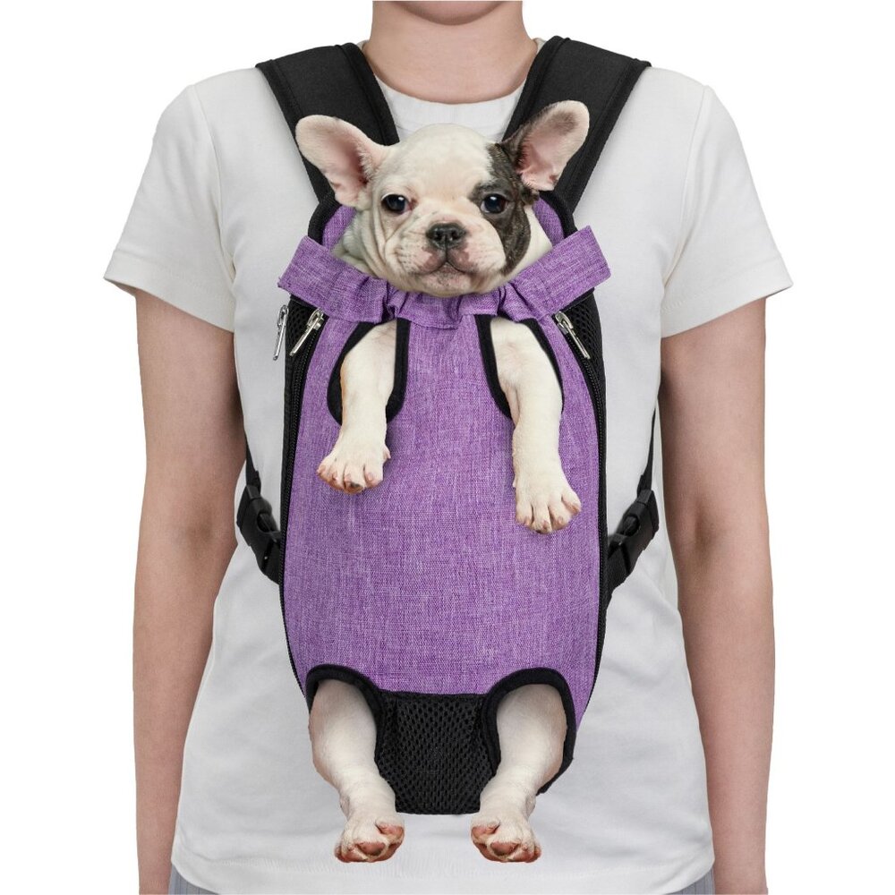 PetAmi Pet Carrier Backpack Front Puppy Dog Carrier Legs Out Purple Small NEW